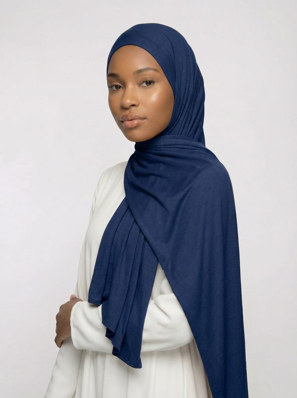 Navy Blue Jersey Hijab