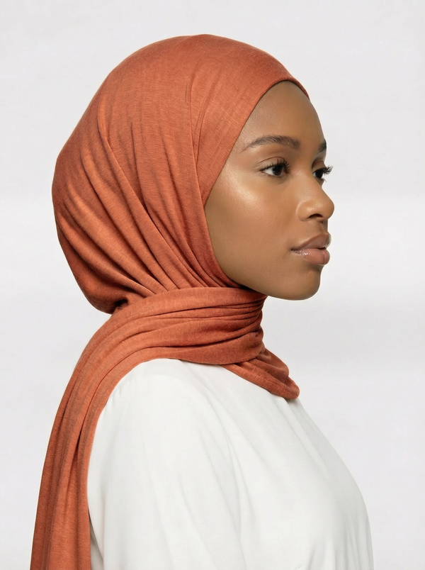 Dark Peach Jersey Hijab