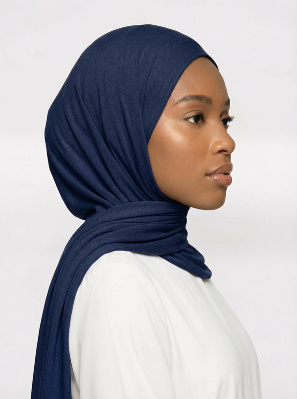 Navy Blue Jersey Hijab