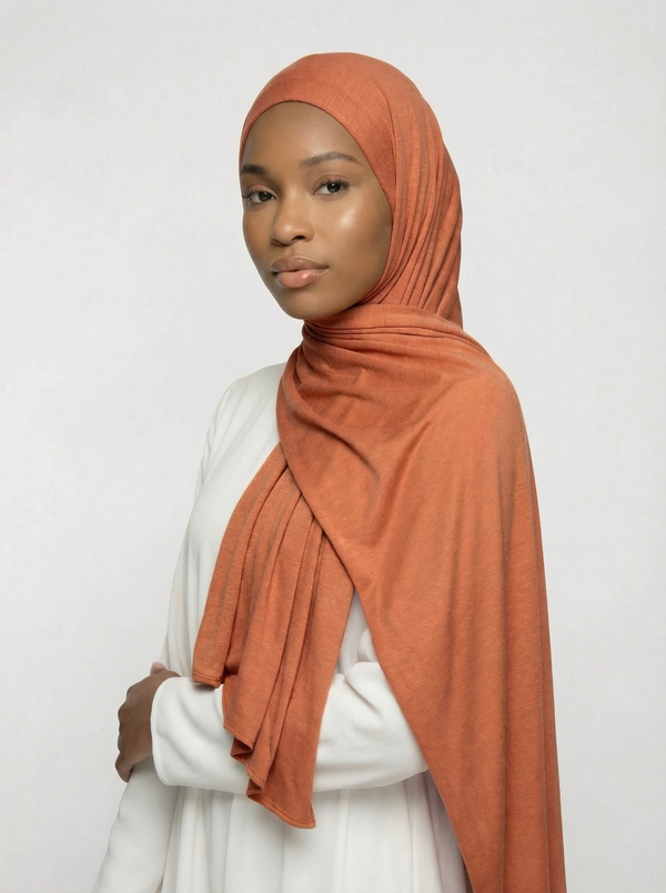 Dark Peach Jersey Hijab