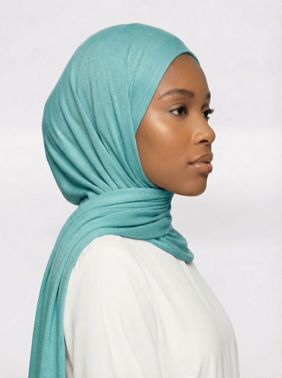 Cyan Opaque Jersey Hijab