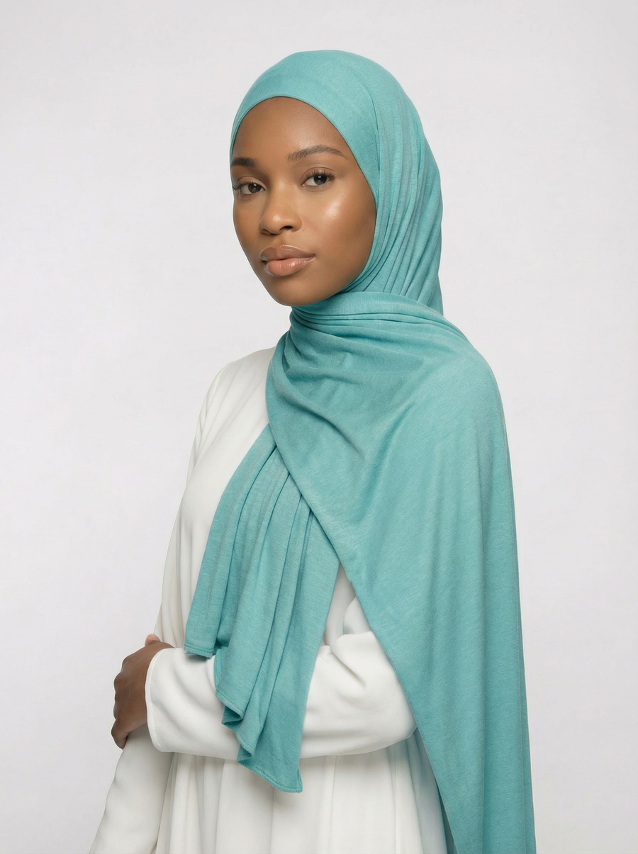 Cyan Opaque Jersey Hijab